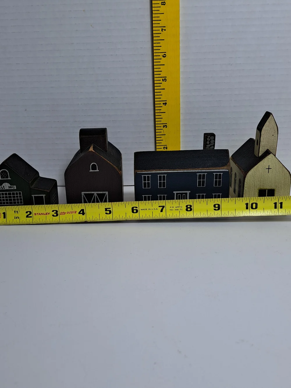 Lot of 4 Vintage Miniature Folk Art-Style Wooden Block Houses by Tender Heart